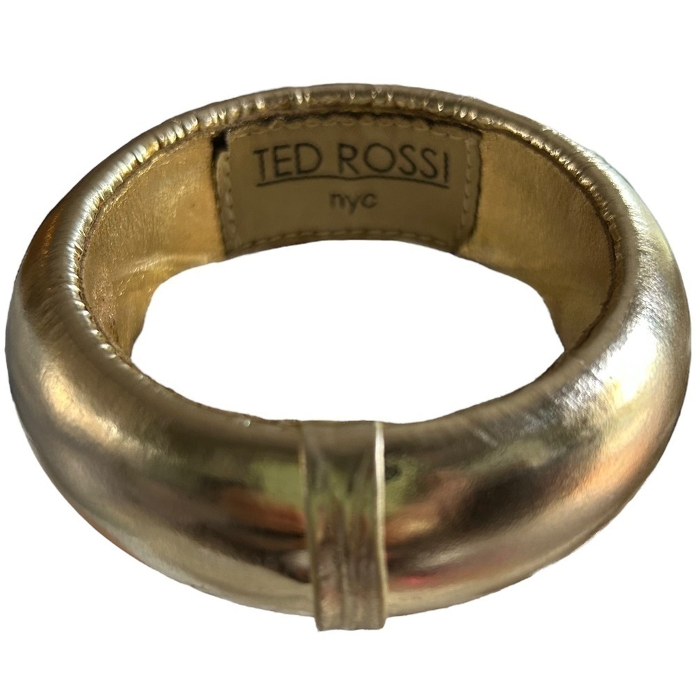 Ted Rossi Vintage Gold Leather Bangle Bracelet